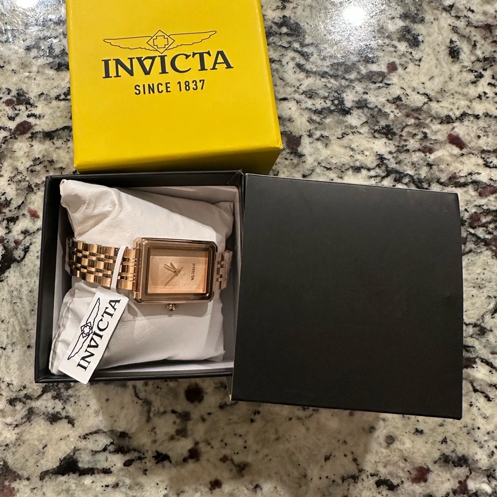 Invicta Rose Gold Watch with Black Dial